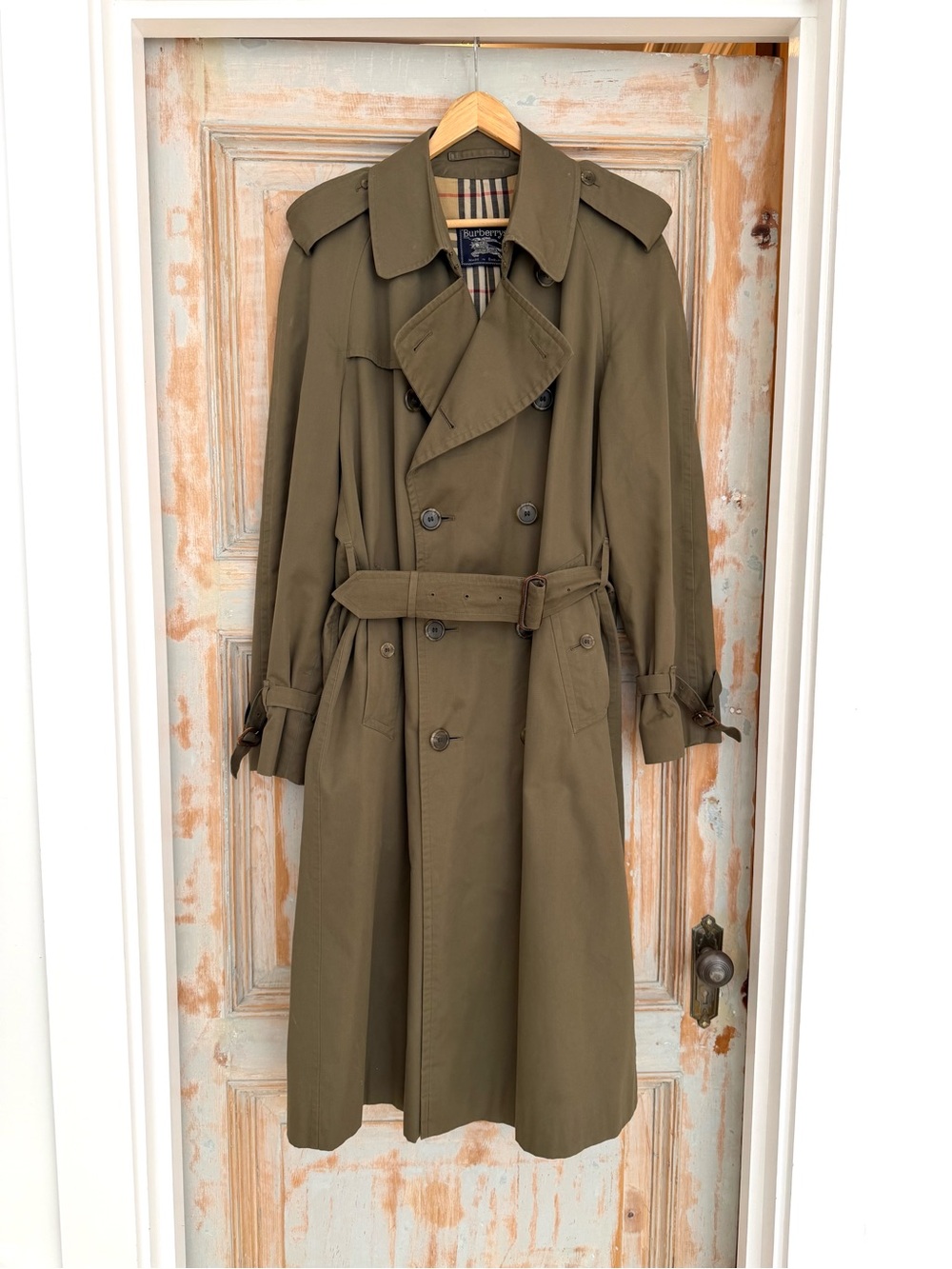 Vintage Burberry Khaki Double-Breasted Trench Coat